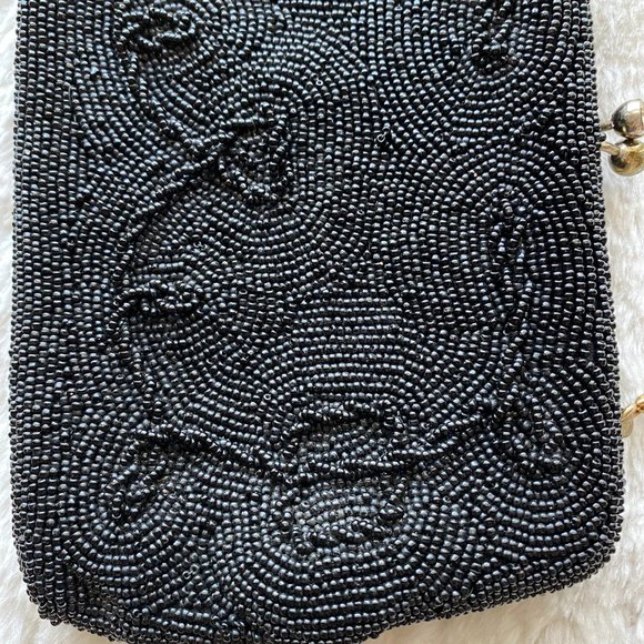 Vintage Black beaded Handbag Clutch - Picture 13 of 15